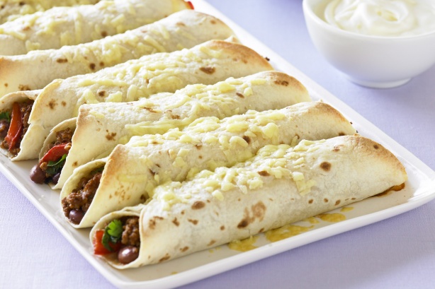 Beef and bean burritos